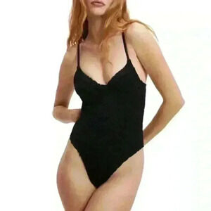 NWT Good American Black Jackard Swimsuit Sz 5 & 7